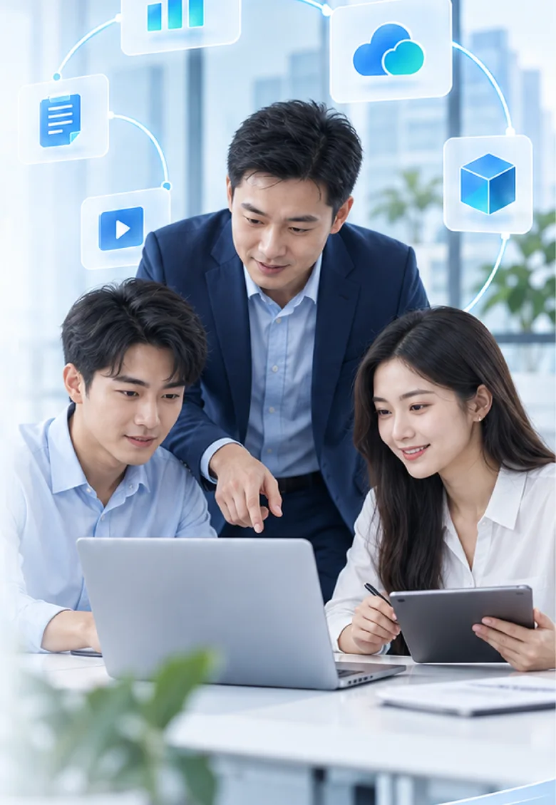 团队协作讨论 AI 应用场景的示意画面